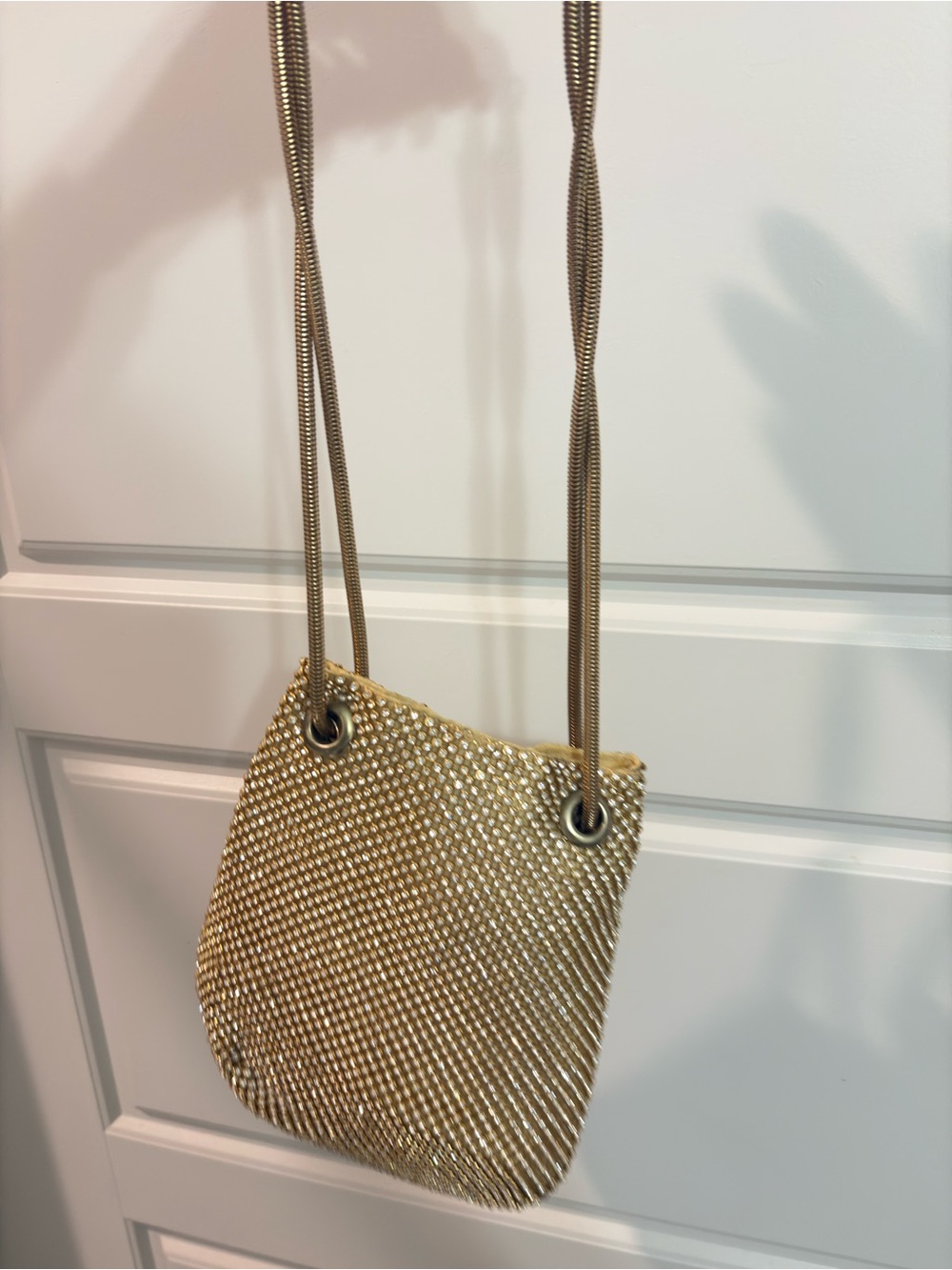 Amazon Gold Chainmail Crossbody Bag with Cord Strap